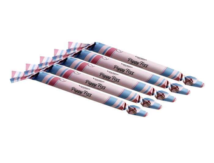 Grenna Polkagriskokeri Sockerstång Piggy Fizz 5 x 50g – Handmade Swedish sour bubblegum rock candy sticks from Gränna