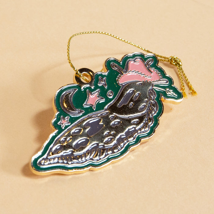 Banana Slug Cowboy Enamel Ornament