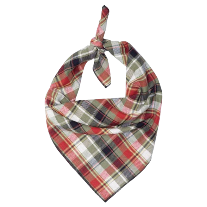 DOG-BANDANA-LIGHT-OLIVE-PLAID