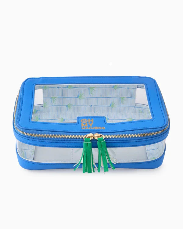 Blue Mahjong Tile Storage Bag | Structured Mahjong Tile Organizer