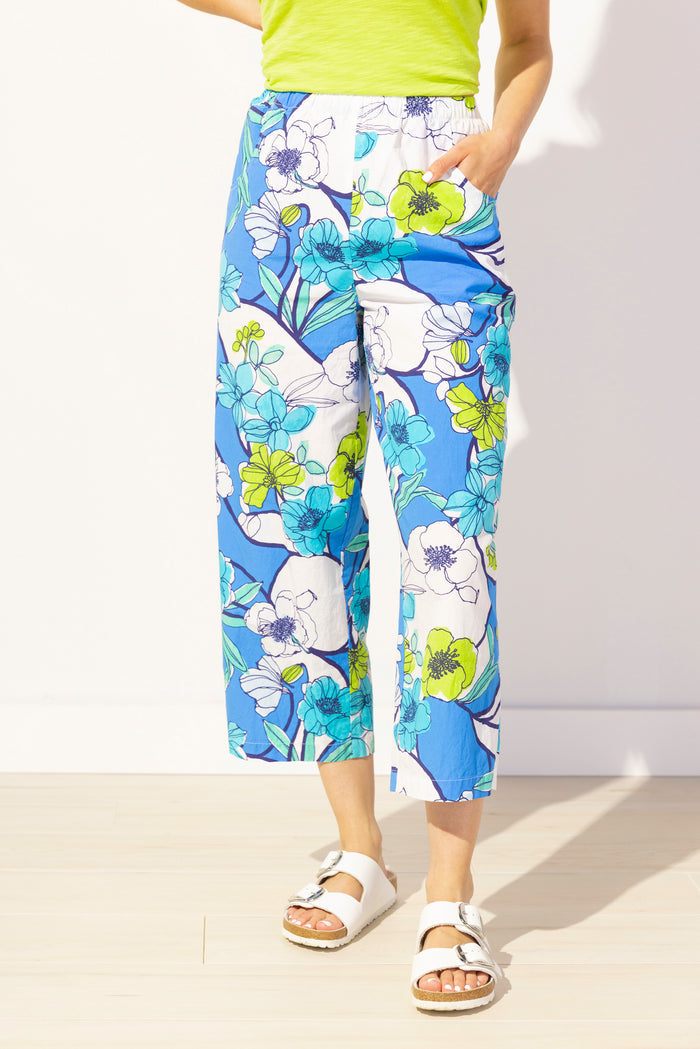 Coastal Cotton Floral Resort Pant in Riviera - 62351 - Sizes M & XXL