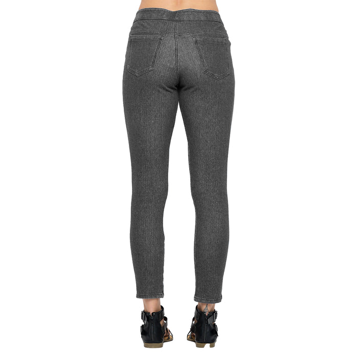 Denim Knit Stretch Ankle Pant w/Back Pockets - FC105