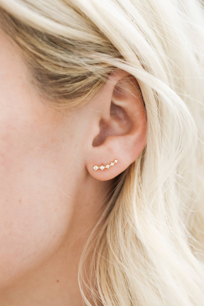 Earrings-White CZ Crawler