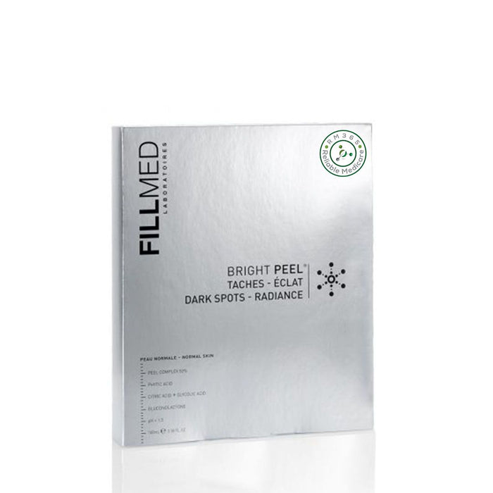 Fillmed Bright Peel 100ml skin care product bottle with label and cap, designed for facial skin rejuvenation.