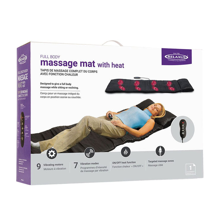 Relaxing full body massage mat with heat Full body vibration massage mat on bed Massage mat with 9 vibrating motors Compact massage mat for chair sofa or bed Heated full body massage mat for home use Vibration massage mat with targeted zones