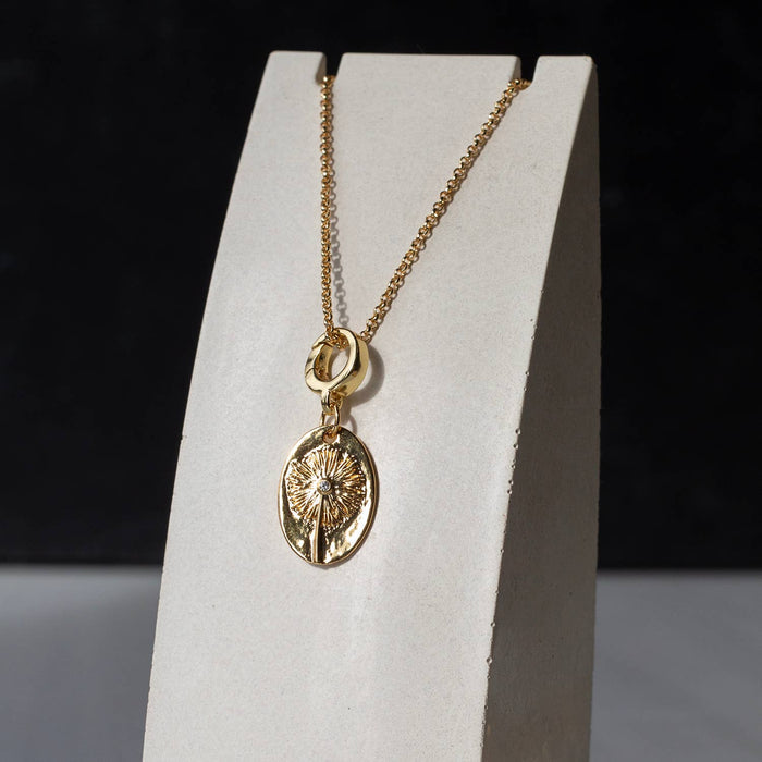 Gold Charm-Dandelion CZ