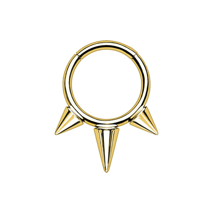 Gold Titanium Spike Hinged Ring 8mm / F-136 Titanium / Gold