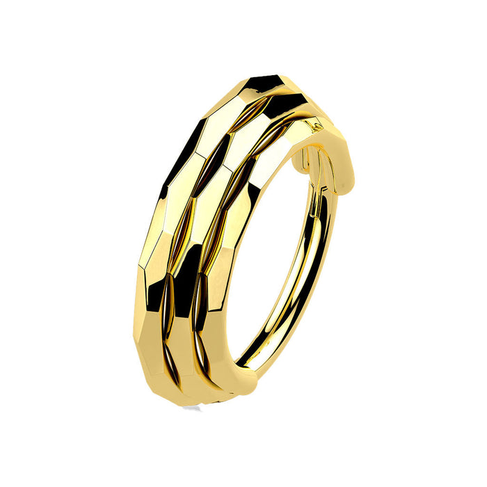 Gold Titanium Triple Lined Hinged Ring 10mm / Titanium / Gold Hinged Ring