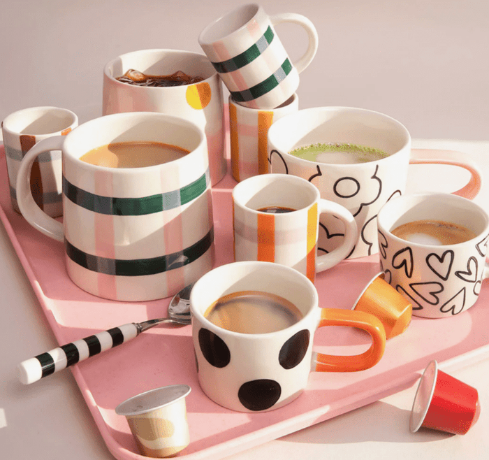 CAROLINE GARDNER Multi - Check Espresso Cups - Set of 4 in Kuwait - Waha Lifestyle