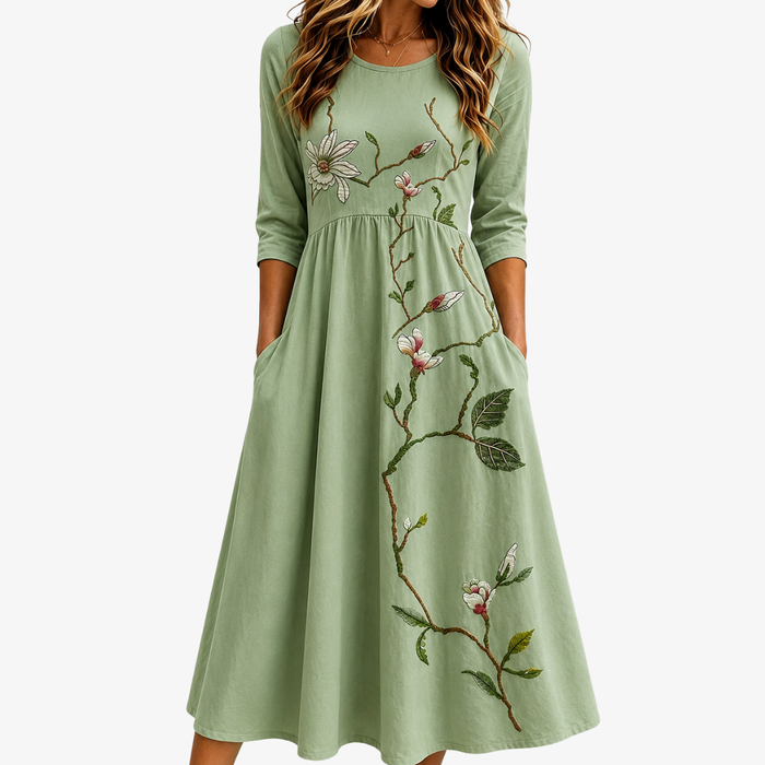 Hazel | Sage Bloom Midi Dress
