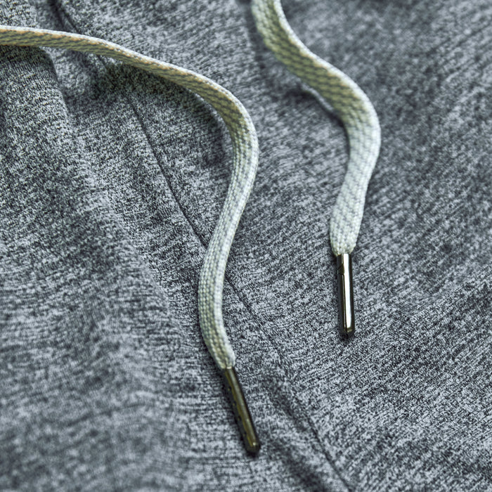 Heather Gray Active Joggers with light drawcords and metal tips.
