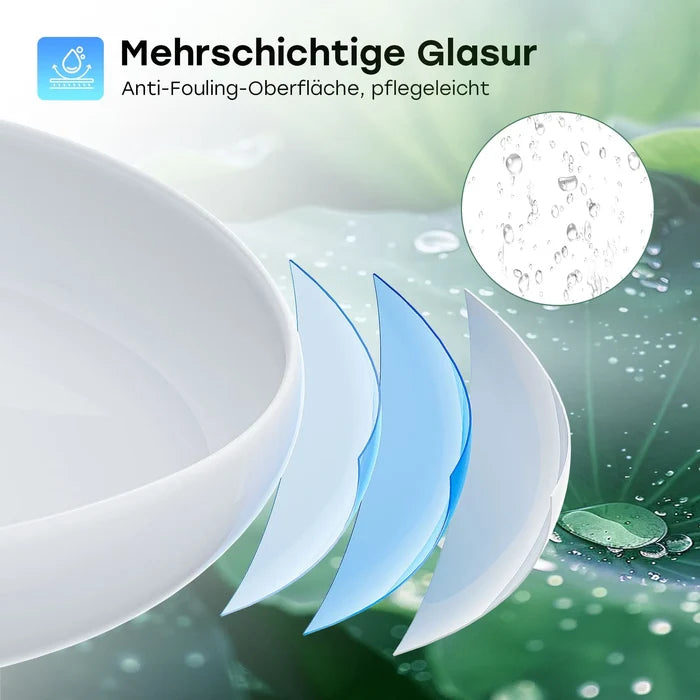 HOROW F12A-T4735 Aufsatzwaschbecken ohne Hahnloch & Überlauf, 47×35 cm Weiß Keramik