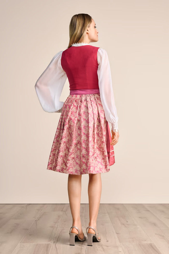 Kruger Midi Dirndl 2pcs. 60cm "Flaminia" red (sizes 36)