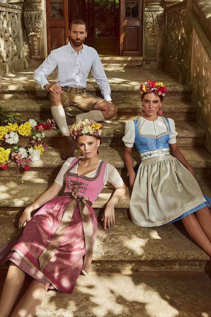 Kruger Midi Dirndl 2pcs. 70cm "Fushsia" red (size 36)