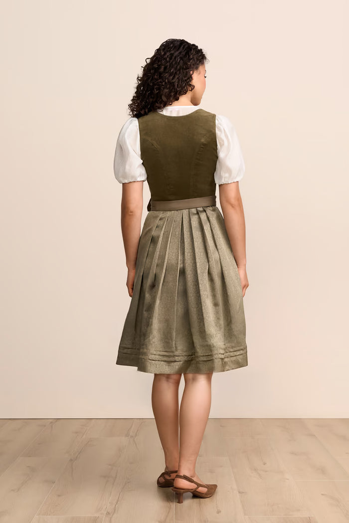 Krüger Solene Midi Dirndl, Olive — 60cm 2pc Set