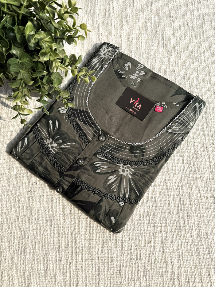 L size printed cotton nighty