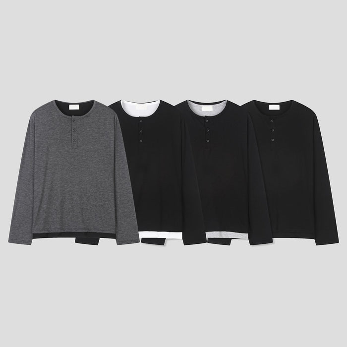 Layered Henley Neck Tee