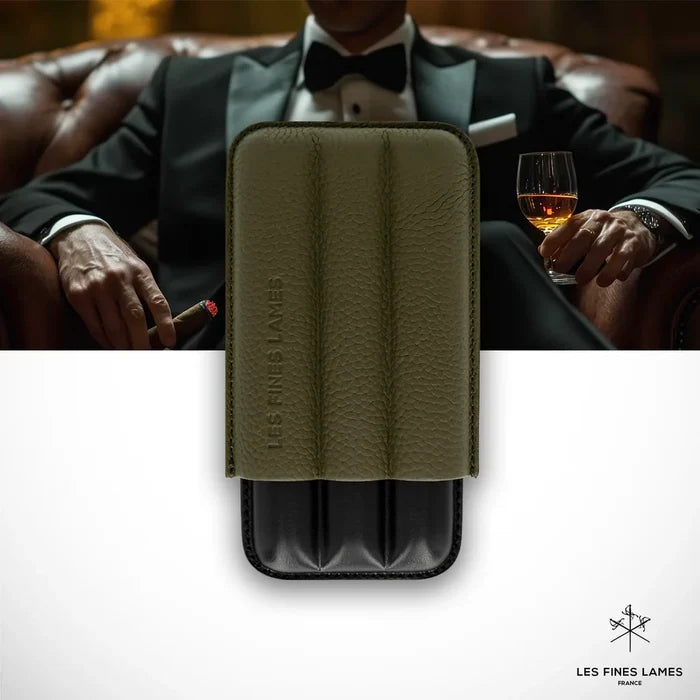 Les Fines Lames Cigar Case TRIO Green Pebble - CA7108005