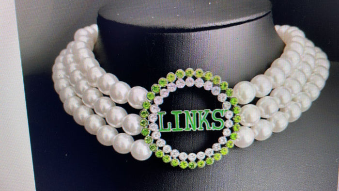 Links Center Brooch Pearl Necklace