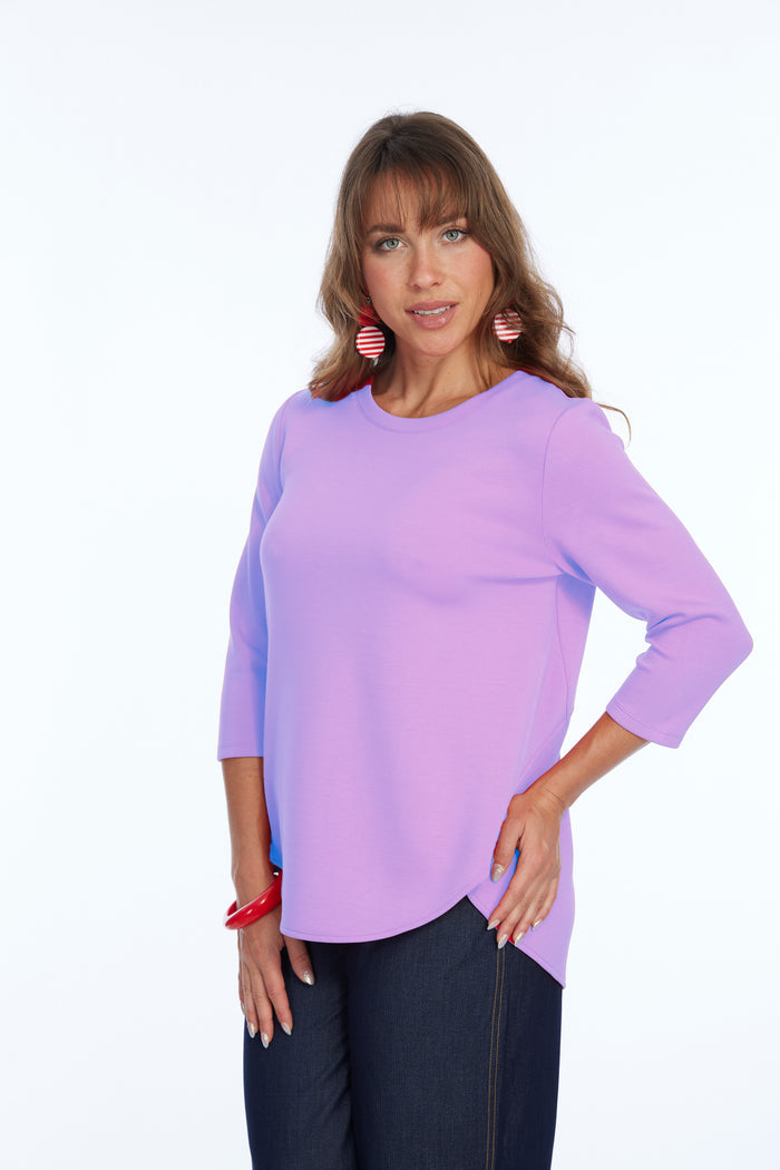 LIOR ZOFI Top Women's 3/4 Ponte Knit Top - Lavender