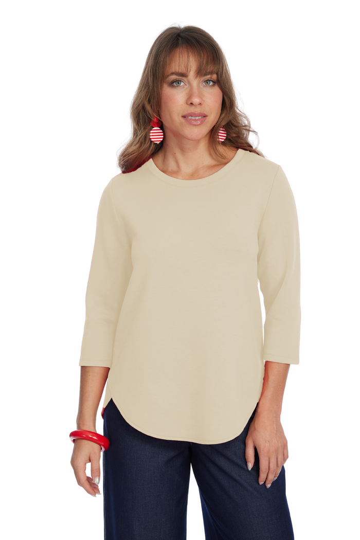 LIOR ZOFI Top Women's 3/4 Ponte Knit Top - Nude