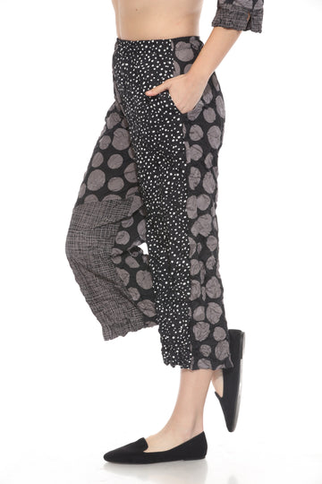 Mixed Media Textured Pull-On Crop Pant - P3947