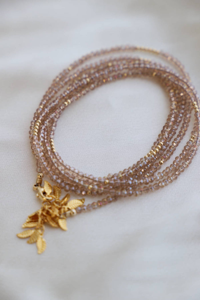 N1032CHAMP Necklace-Champagne Petite Crystal Double Wrap
