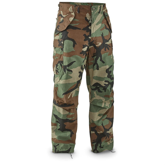 New M65 Field Pants – Black & Woodland Camo, Without Liner