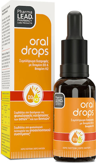 Pharmalead Oral Drops D3+K2 Συμπλήρωμα Διατροφής σε Πόσιμες Σταγόνες που Βοηθάει το Ανοσοποιητικό, τα Οστά και τα Δόντια, 20ml