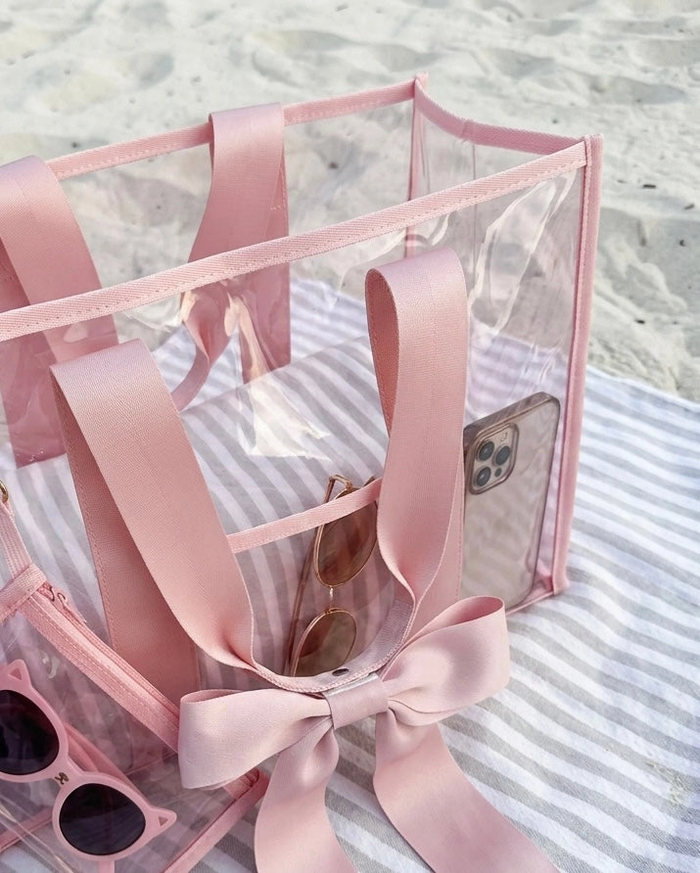 Pink Bow PVC Tote Bag