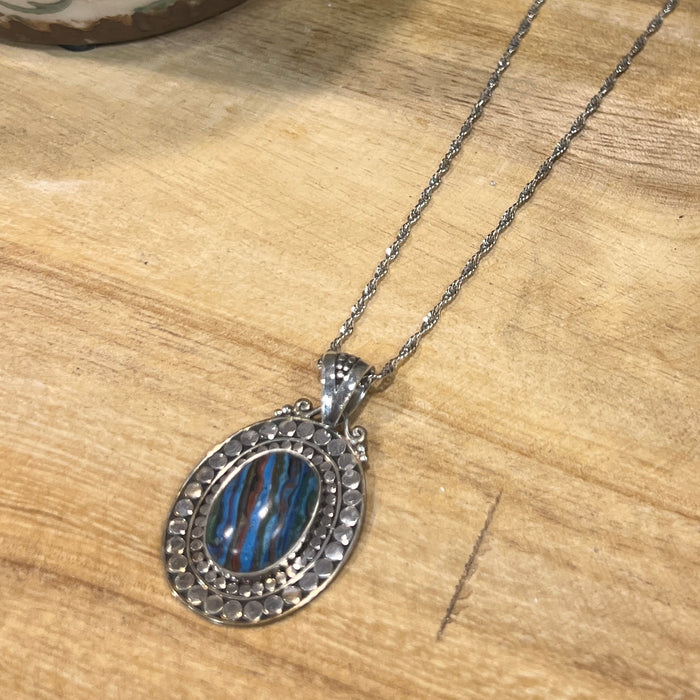 Rainbow Calsilica Stone Necklace