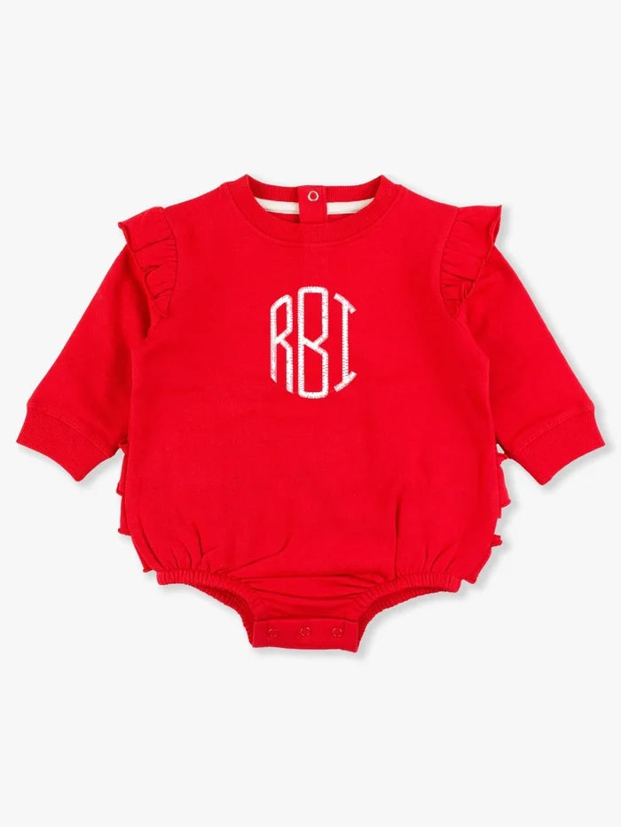 Red Sweatshirt Bubble Romper