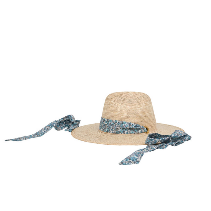 sarah bray bermuda women's wildflower sun hat with original slate floral ribbon