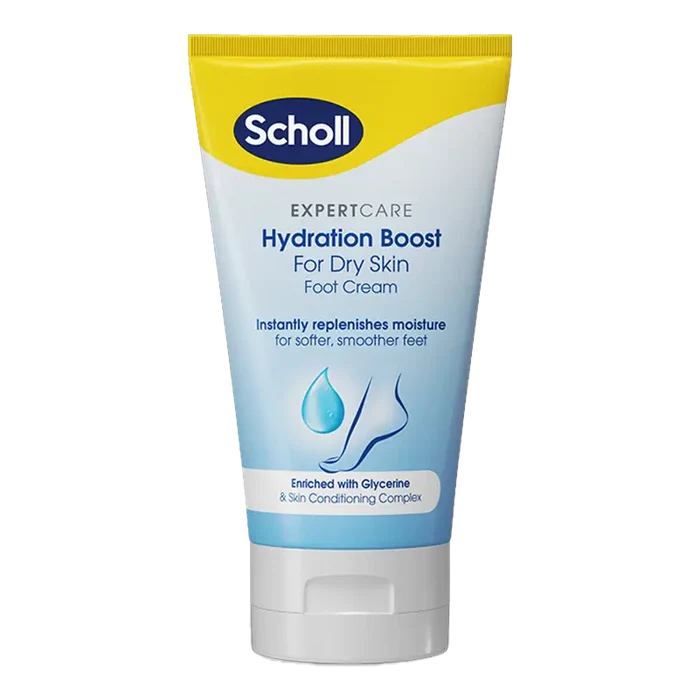 Scholl ExpertCare daglig fotkrem for tørr hud med glyserin og fuktighetsgivende kompleks