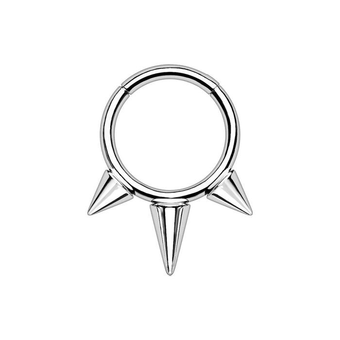 Silver Titanium Spike Hinged Ring 8mm / F-136 Titanium / Silver