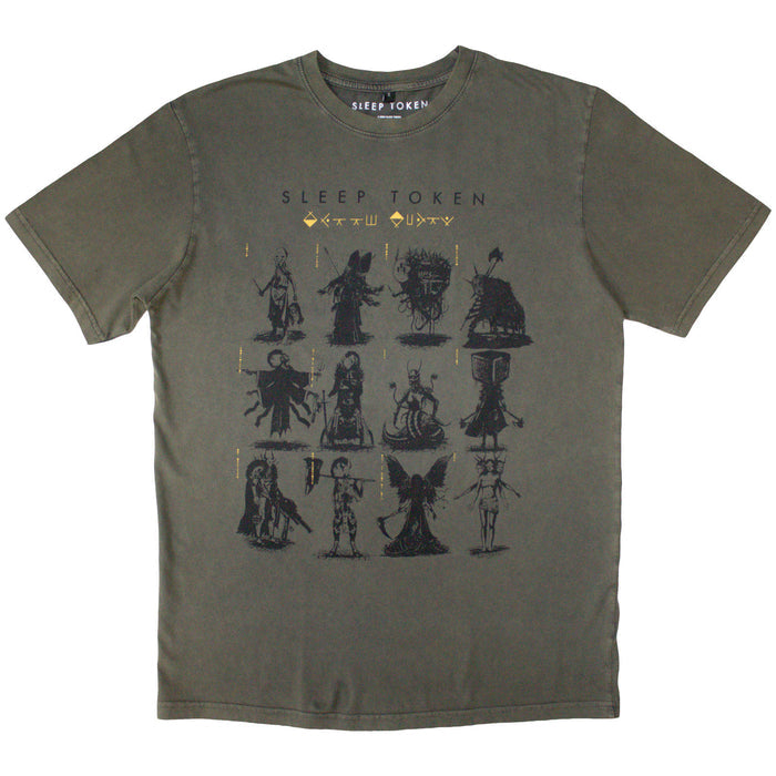 SLEEP TOKEN - GRID - Stone Wash T-Shirt Green