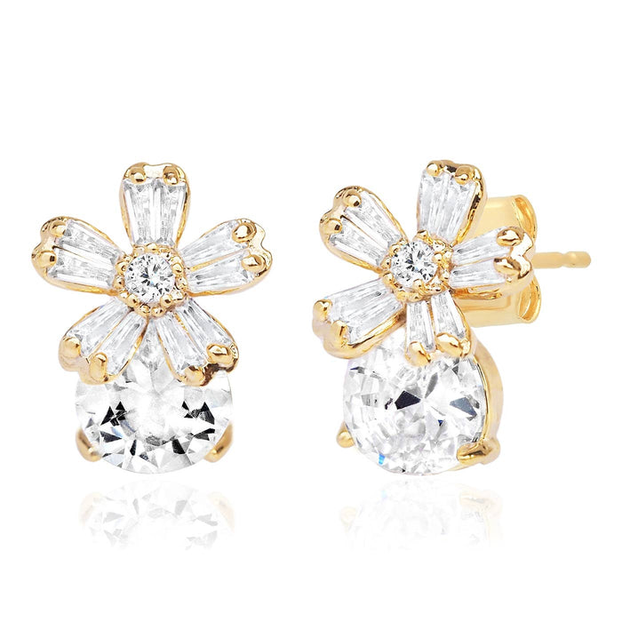 Tai Baguette Flower and Cz Studs
