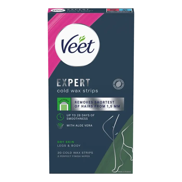 Veet Expert Cold Wax Strips ben & kropp tørr hud 20 stk