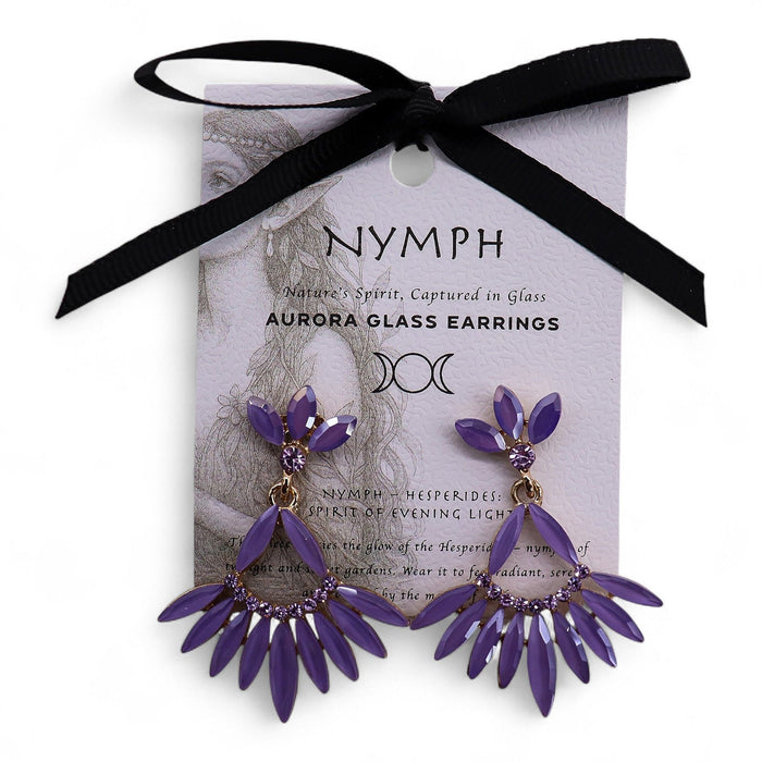 Vintage Earrings Glass -Lavender - Long Drop