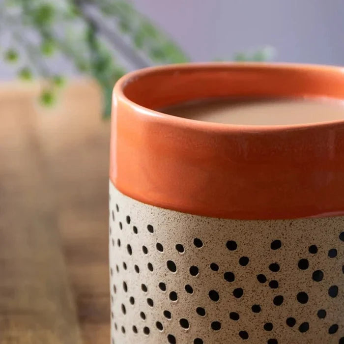 Wax Resist Orange Glaze Coffee Mug - 390ml