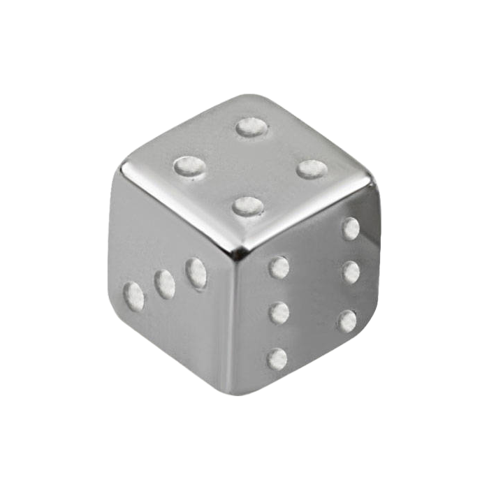 14g Externally Threaded Dice 4mm / Surgical Steel / Silver Externally Threaded