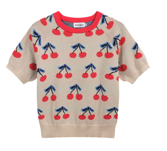 1970s Beige Cherry Knit Tee