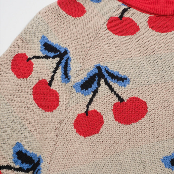 1970s Beige Cherry Knit Tee