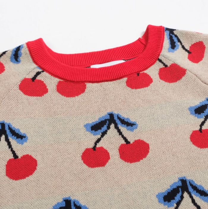 1970s Beige Cherry Knit Tee