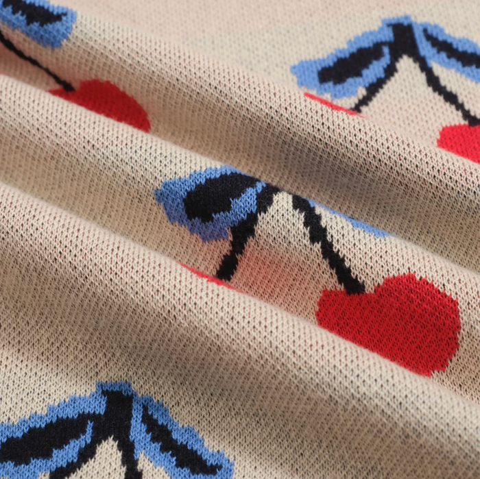 1970s Beige Cherry Knit Tee