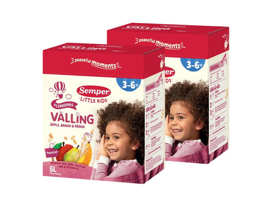 Semper Flerkornsvälling Äpple, Banan & Päron 2 x 700g – Swedish multigrain cereal drink with apple, banana and pear for children aged 3–6 years