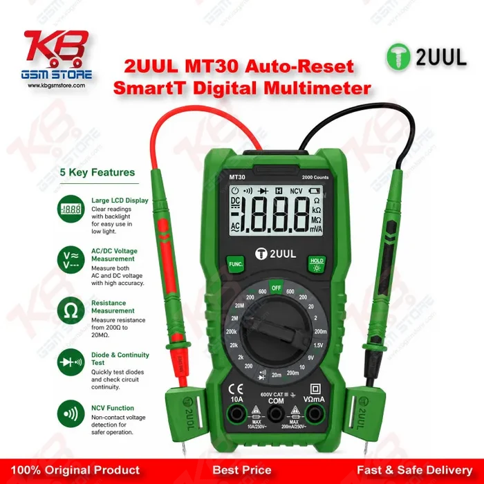 2UUL MT30 Auto-Reset Smart Digital Multimeter for Mobile PCB Repair