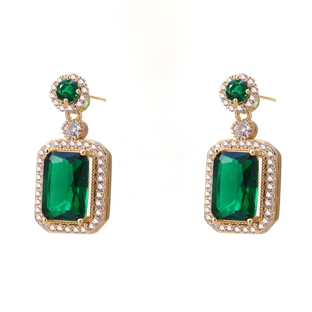 3pc Emerald Green CZ Luxury Necklace, Ring and Drop Earrings Jewelry Set