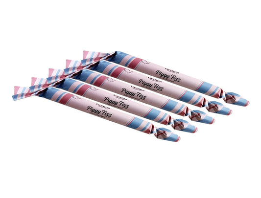 Grenna Polkagriskokeri Sockerstång Piggy Fizz 5 x 50g – Handmade Swedish sour bubblegum rock candy sticks from Gränna