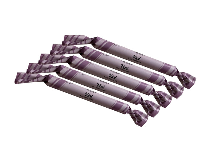 Grenna Polkagriskokeri Sockerstång Viol 5 x 50g – Handmade Swedish violet rock candy sticks from Gränna